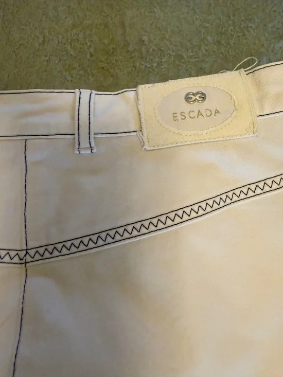 Escada Vtg Womens Suit EU 40 Cream Contrast Stitch Blazer Pants Quiet Luxury - Picture 11 of 16